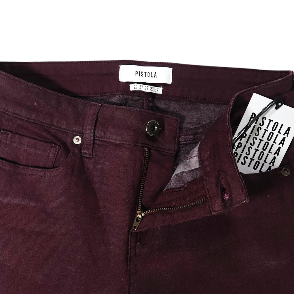 NWT Pistola Aline High-Rise Skinny Denim Ankle Jeans Sz. 27x27.50 Coated Sangria - Picture 4 of 11